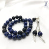 LAPIZ LAZULI AND BLACK LAVA - 10 MM - 33 BEADS