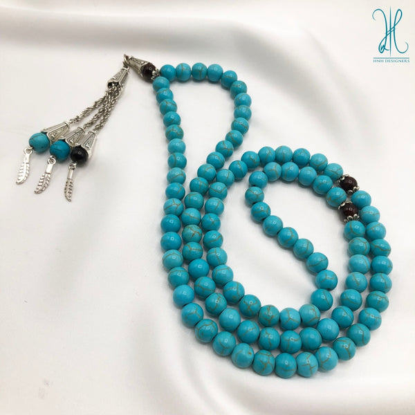THE BLUE FEROZA -100 BEADS - 8 MM