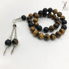 TIGER EYE AND BLACK LAVA - 33 BEADS - 10 MM