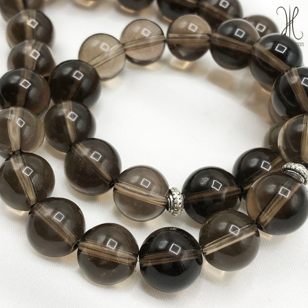 SMOKEY QUARTZ - 33 BEADS - 10 MM