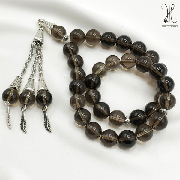 SMOKEY QUARTZ - 33 BEADS - 10 MM