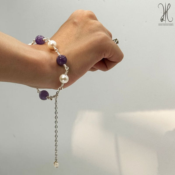 Amethyst Pearls Bracelet.