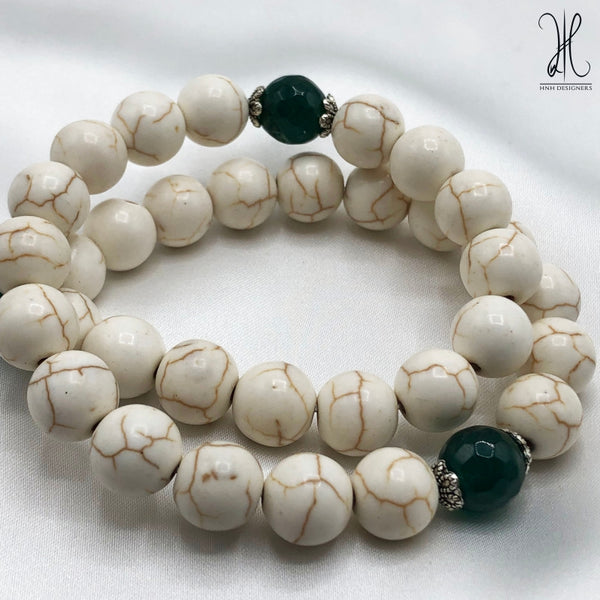 WHITE FEROZA -10 MM - 33 BEADS
