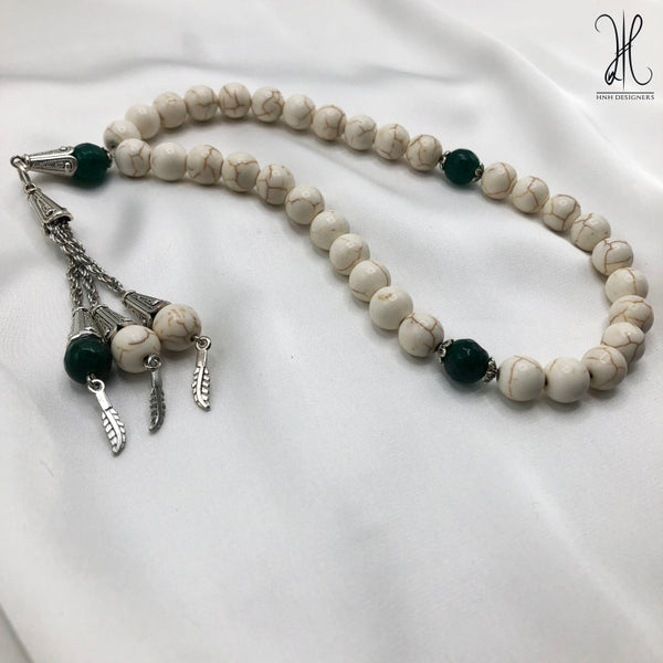 WHITE FEROZA -10 MM - 33 BEADS