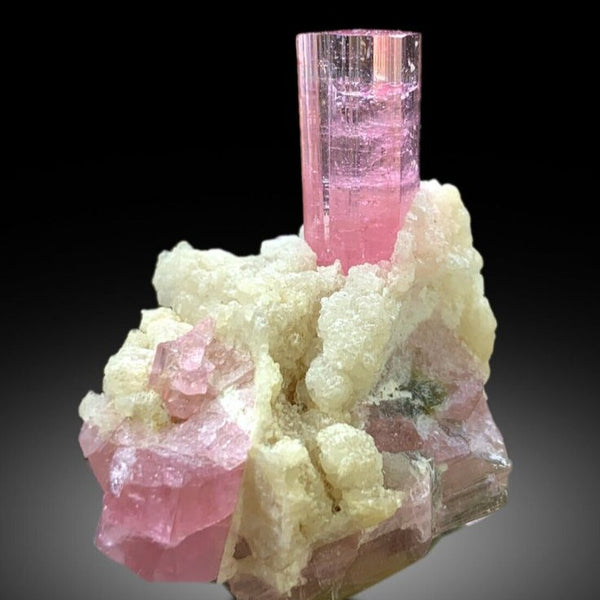 Raw Multi Tourmaline, Fresh Water Pearls Adjustable Bracelet