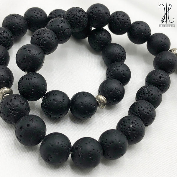 BLACK LAVA - 33 BEADS, 10MM