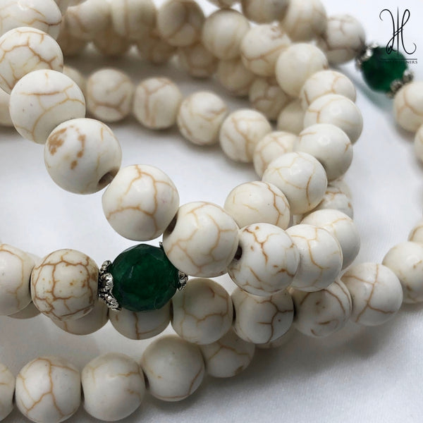 WHITE FEROZA - 100 BEADS - 8 MM