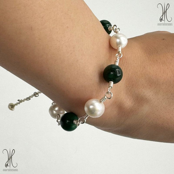 Green Quartz Pearls bracelet