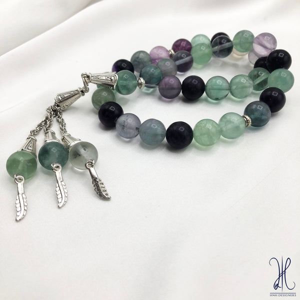 GREEN FLOURITE - 33 BEADS - 10 MM