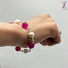 Pink Agate Pearls Bracelet.