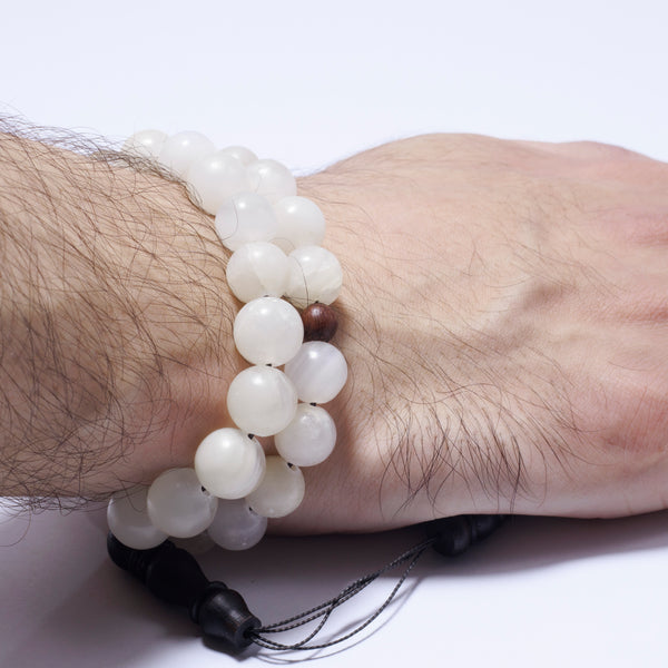 The Companion Tasbih Bracelet:WHITE AGATE- 33BEADS,10MM
