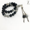 LABRADORITE AND BLACK LAVA – 33 BEADS10 MM