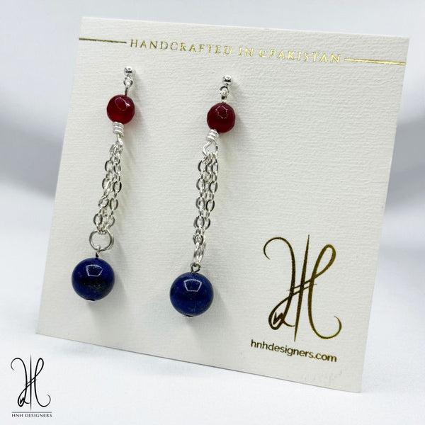 Cherry Red Quartz And Lapiz Lazuli.