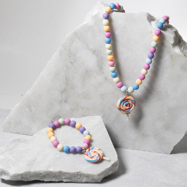 Kids Jewlery Set (Candy Pastel Neklace And Pastel set)