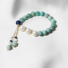 Amazonite, Blue Lapiz and Fresh Water Pearls Elastic Bracelet with dangles