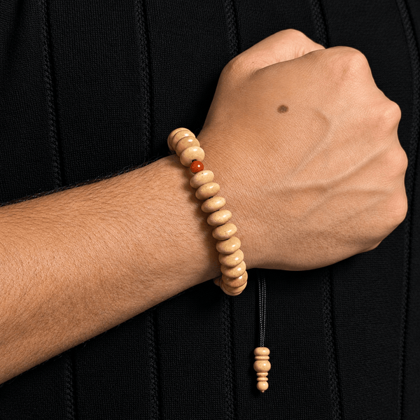 Teak Wood & Marjan Tasbih Bracelet