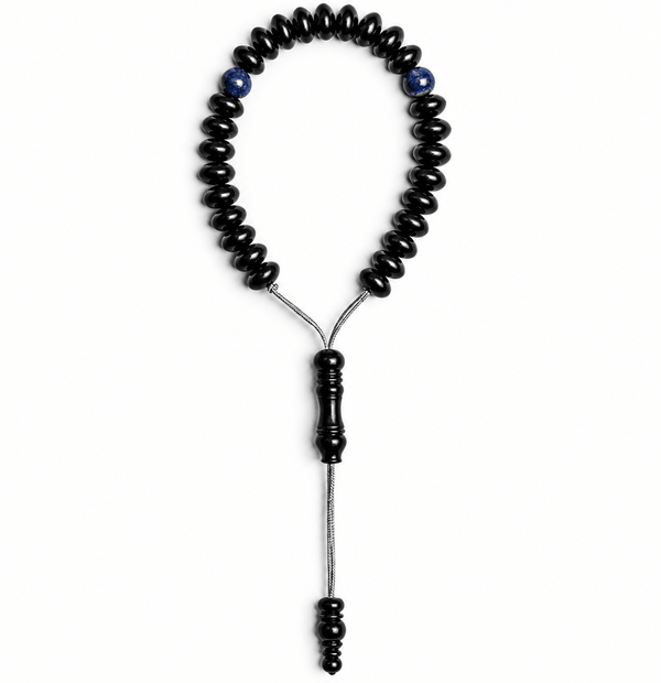 The Indonesian Teak wood & lapiz lazuli Tasbih Bracelet
