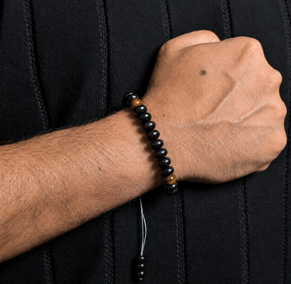 The Indonesian Teak Wood Tiger Eye Tasbih Bracelet Flat Disc