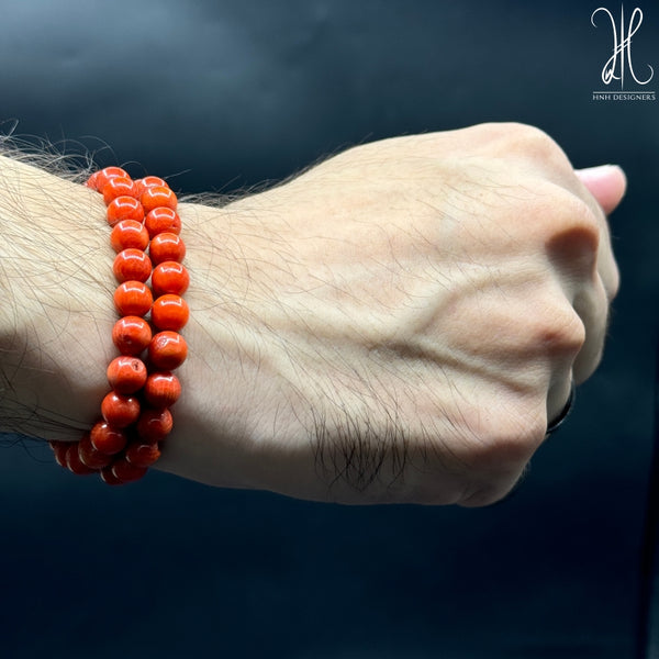 FLEXIBLE BRACELET RED CORAL (MARJAN) - 8MM