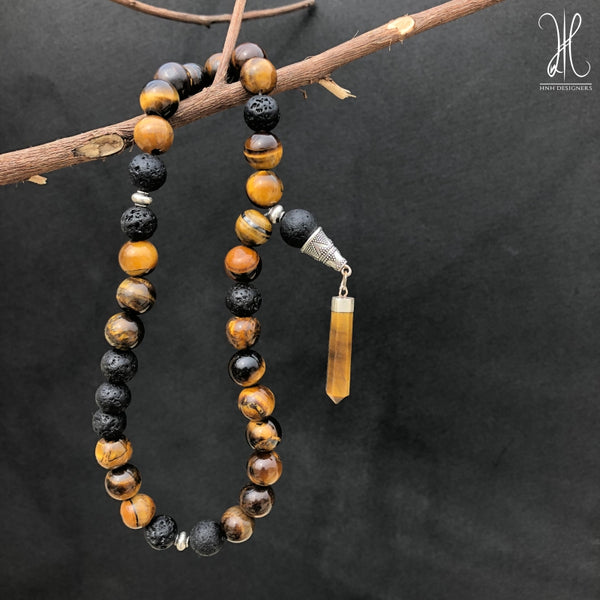 The Tiger Eye Lava 10 MM 33 Beads.