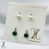Green Quartz Pearls Studs.