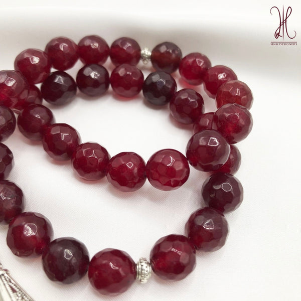 THE CHERRY RED QUARTZ - 33 BEADS-10 MM