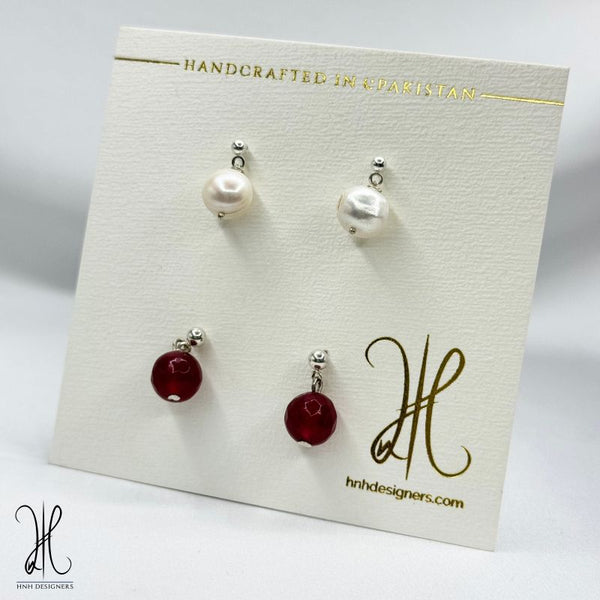 Cherry Red Quartz And Pearls.