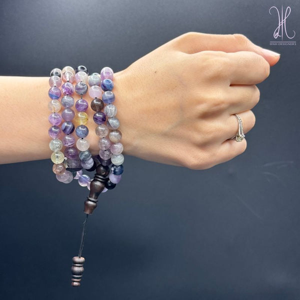 The Traveller Misbaha Bracelet: Purple Flourite - 100 Beads, 8mm