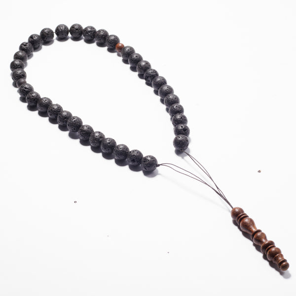 The Companion Tasbih Bracelet: BLACK LAVA- 33BEADS,10MM