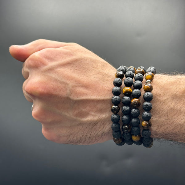 The Companion Tasbih Bracelet: TIGER EYE LAVA- 100 BEADS - 8 MM