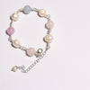 Adjustable Aqua Marine, Pearls And Morganite Bracelet 10MM.