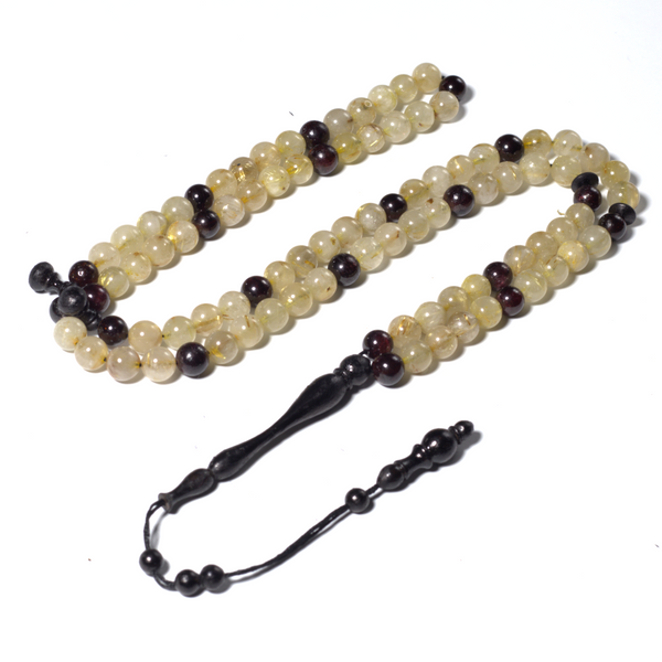 The InterMix Golden Rutilated With Garnet 8MM 100 Beads.