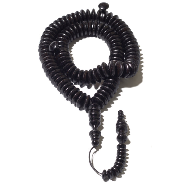 Teak Wood Tasbih Misbaha Flat Disc Black Edition