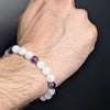Moon Stone & Amethyst Flexible Bracelet 8MM.