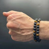 FLEXIBLE BLACK LAVA, TIGER EYEBRACELET 8MM