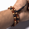 Teak Wood, Black lava & Yemeni Aqeeq Tasbih Bracelet
