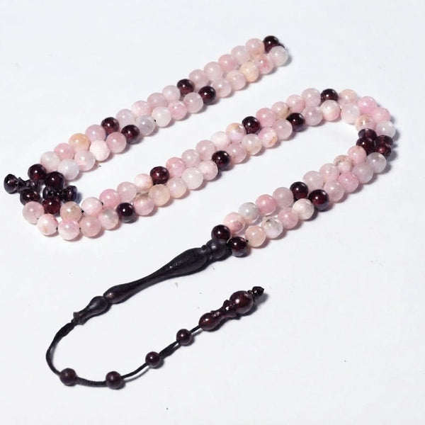The InterMixRose Quartz With Garnet 100 Beads 8MM