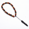 Teak Wood, Black lava & Yemeni Aqeeq Tasbih Bracelet