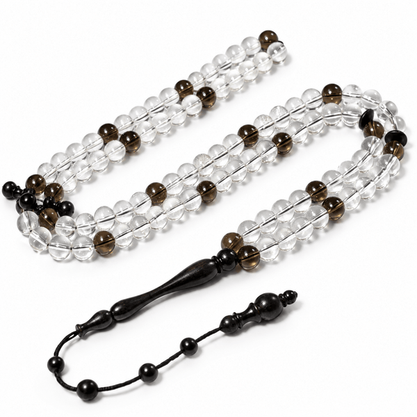 The InterMix Dur e Najaf Crystal Quartz With Smokey Quartz Tasbih Misbaha.