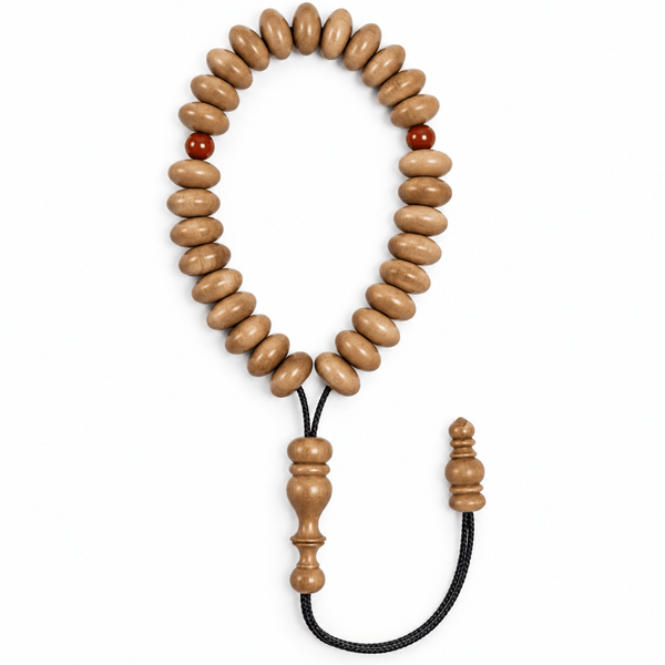 Teak Wood & Marjan Tasbih Bracelet