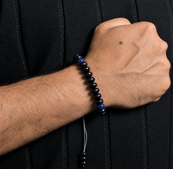 The Indonesian Teak wood & lapiz lazuli Tasbih Bracelet