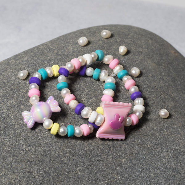 Kids Jewlery Set (Candy Pearl And Pastel Clay Beads Bracelet Pair)