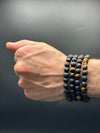 FLEXIBLE BLACK LAVA, TIGER EYEBRACELET 8MM