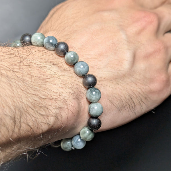 Eagle Eye & Ebony Wood 8mm Flexible Bracelet.