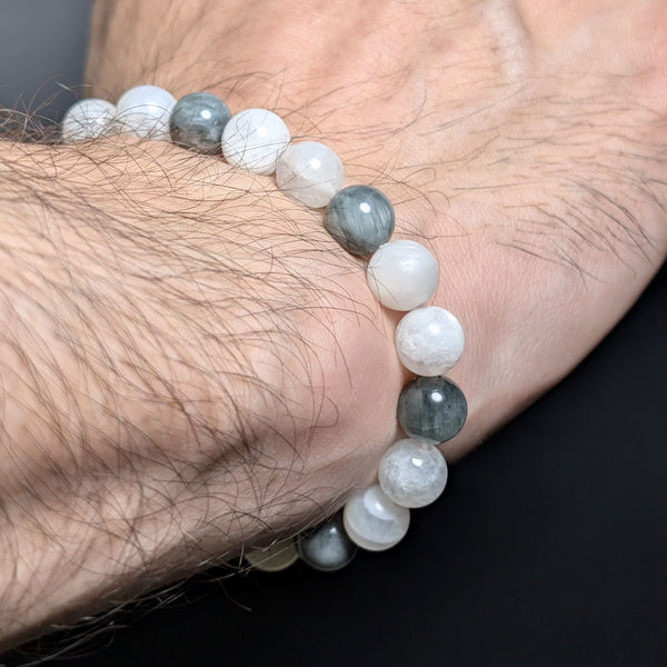 Moon Stone & Eagle Eye Flexible Bracelet .