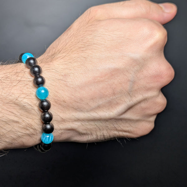 EbonyWood & Icy Amazonite Flexible Bracelet8MM