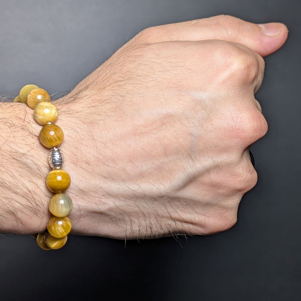 Yellow Tiger Eye Flexible Bracelet 10MM.