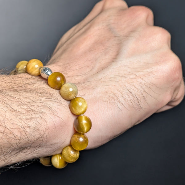 Yellow Tiger Eye Flexible Bracelet 10MM.