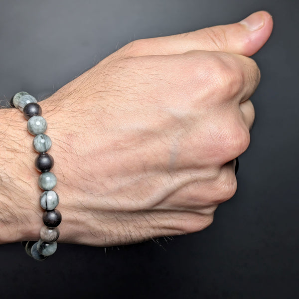 Eagle Eye & Ebony Wood 8mm Flexible Bracelet.