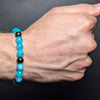 Icy Amazonite & Ebony Wood Flexible Bracelet 8MM.